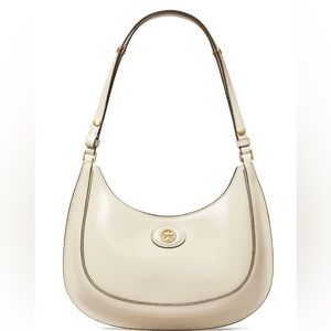 💎NWT💎 Tory Burch Robinson Spazzolato Crescent Shoulder Bag, Shea Butter